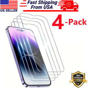 4 PACK For iPhone 15 14 13 12 11 Pro Max XR 8 7 Tempered Glass Screen Protector