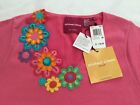 NWT * MICHAEL SIMON * Hand Embroidered Whimsical Bright Flowers * Medium