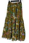 Aerie Womens Olive Green Garden Party Floral Print Chiffon Maxi Skirt Size XS
