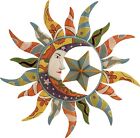 Metal Sun and Moon Home Decor Indoor Outdoor Sculpture with Abstract Patterns