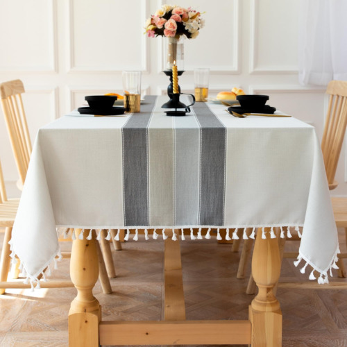Rustic Tablecloth Cotton Linen Waterproof Tablecloths Burlap Table Cloths for Ki