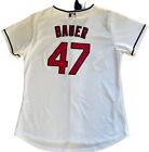 NEW Majestic Trevor Bauer 47 Cleveland Indians Jersey YOUTH Medium White USA