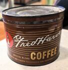 Vintage FRED HARVEY COFFEE TIN*GREAT GRAPHICS & COLORS*WONDERFUL CONDITION*LOOK