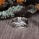 1Pcs Women's Vintage Silver Wolf In Forest Punk Ring Couple Jewelry Size 5