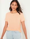 Old Navy Women’s Size Large ~ Short Sleeve Luxe Rib Knit T-Shirt Tee ..$17 Peach