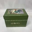 Vtg Green Recipe Box Rooster - With Some Hand Written Recipes