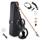 4/4 Electric Maple Violin Show Full Size Silent Fiddle Headphone Case Gift Black
