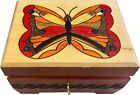 Colorful Butterfly Wood Box Chest Handmade - Wood Butterfly Keepsake Jewelry Box