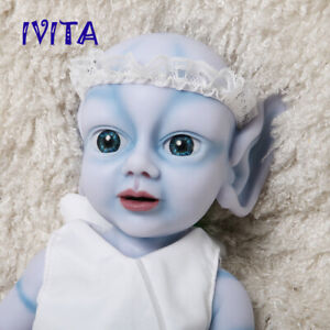 IVITA 18'' Floppy Silicone Reborn Baby Big Blue Eyes Fairy GIRL Doll 2000g