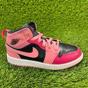 Nike Air Jordan 1 Mid Coral Chalk Girl Size 1Y Athletic Shoe Sneakers 640734-662