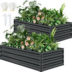 2PC 8x4x1ft Raised Garden Bed Kit Outdoor Large Metal Patio Planter Box 2 Gloves