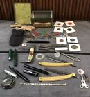 Vintage Estate Junk Drawer Lot Knives Razors Fountain Pens Collectibles