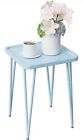 Square Side Table, Small Side Table for Small Spaces, Small Metal End Table Blue