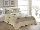 Fancy Linen Over Sized Quilted Coverlet Bedspread Set New (King/California