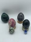 Lot of 6 Decorative Eggs Stone,Glass Random Sizes African, Irish Motifs See Imgs