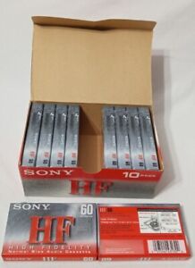 New Box Lot Blank Sony C-60HFC 10 Pack Audio Cassette Tapes Normal Bias