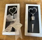 Kate Aspen Wine Bottle Stopper Chrome Heart Shaped  Gift it! New in Box Lot Of 2