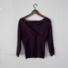 Axcess Claiborne Womens Sweater Top Size S Maroon Empire Waist 3/4 Sleeve