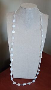 Vintage Mother Of Pearl Necklace With Tiny White Faux Seed Pearls 40