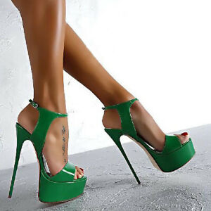 Women Super High Heels Platform Fashion Stiletto Sandals Ankle Strap Pumps Shoes