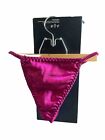 Vintage Delicates Second Skin Satin Panty String Thong Panties 7 Pink Must See