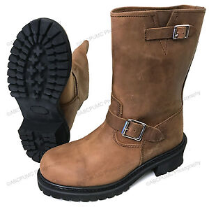 Brand New Men's Engineer Boots Motorcycle Biker, Full Grain Brown Leather Riding
