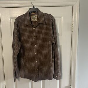 Timberland Stratham Issue Shirt Men's Large Brown Long Sleeve
