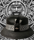 Men Custom Aztec Chicano Chicana Mexicano Viejo Black Lowrider Hat Fedora
