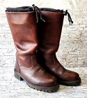 LL Bean Womens Slip-On Pebble Grain Leather Brown Boots *9M *Felt Lined Mid-Calf