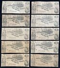 Lot of Ten (10) T-44 1862 $1 Confederate CSA Notes! Great for dealer/reseller!