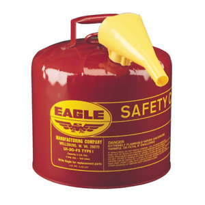 Red Galvanized Steel Type Gasoline Safety Can with Funnel 5 Gallon Capacity Gas