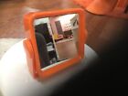 VINTAGE Orange PLASTIC SPACE AGE WALL Double Sided MIRROR 1970's Kartell Style