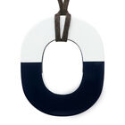 Meito Hermes Color Block Necklace Navy White Buffalo Horn Jewelry Used