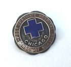 Vintage Antique Sterling Silver Chicago School of Nursing Brooch Pin Enamel