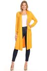 Loose Fit Solid Duster Cardigan - Open Front, Long Sleeves, Side Pockets