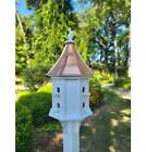 Copper Roof Birdhouse Handmade, Octagon Shape, Extra Large With 8 Nesting Compa