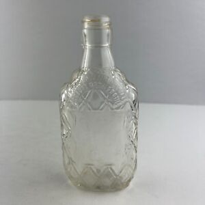 Half Pint Screw Top Vintage Large Embossed Antique Clear Glass Bottle Empty