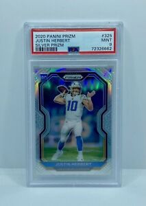 Justin Herbert 2020 Prizm Football RC Rookie Silver Prizm Holo PSA 9 Chargers
