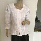 Scully Western Peru Cotton White Lace Embroidered Cowgirl Shirt Blouse S 4 6