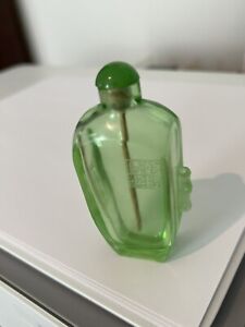 CHINESE GLASS SNUFF BOTTLE-Green Glass w/seal of maker, 3