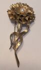 Vintage Boucher Gold Pearl Carnation Flower Pin Brooch