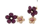 EFFY 14K Rose Gold .53 ctw Diamond & 1.27 ctw Sapphire & Ruby Flower Earrings