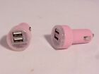 USB DOUBLE CAR CHARGER FOR IPHONE 4/4S/5 &THE MICRO #8304/3 #LIGHT PINK