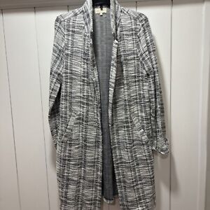 Melloday Notch Lapel Lightweight Knit Plaid Jacket Long Lines Size Large