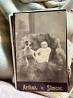 New ListingTerrier Dog With  Baby Photographer: Arthur from Simcoe, Ontario. Cabinet card.