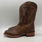 EL Dorado Mens Brown Leather Pull On Square Toe Western Boots Size 11 D