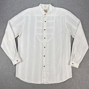 Wah Maker Shirt Mens LT White Long Sleeve Metal Button Banded Collar Western USA