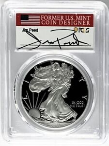 New Listing2021 W PROOF SILVER EAGLE TYPE 1 FIRST DAY OF ISSUE PCGS PR70 JIM PEED FLAG
