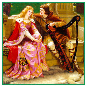Edmund Blair Leighton Tristan and Isolde End  Song Counted Cross Stitch Pattern
