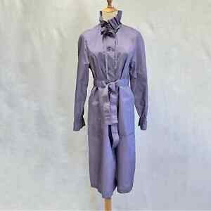 The Totes vintage 80s purple nylon lightweight long belted trench coat size 8
